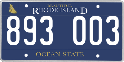 RI license plate 893003