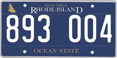 RI license plate 893004