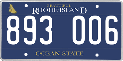 RI license plate 893006