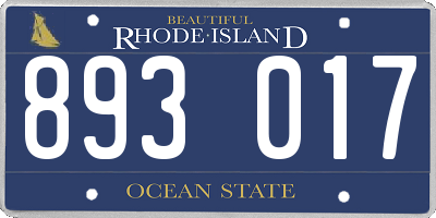RI license plate 893017
