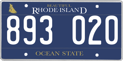RI license plate 893020