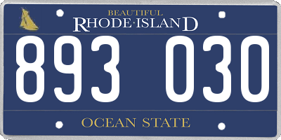 RI license plate 893030