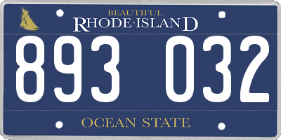 RI license plate 893032