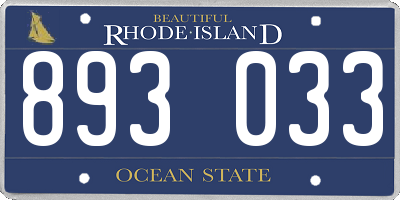RI license plate 893033