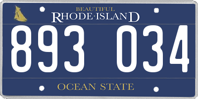 RI license plate 893034