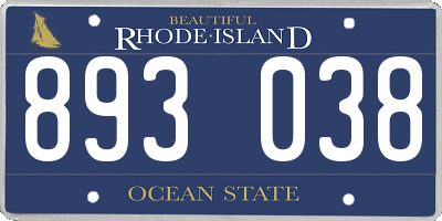 RI license plate 893038
