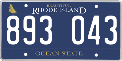 RI license plate 893043