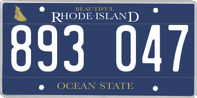 RI license plate 893047