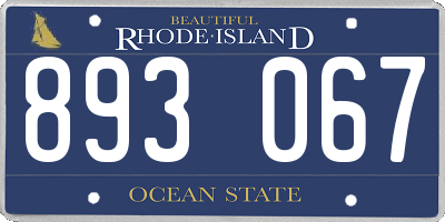 RI license plate 893067