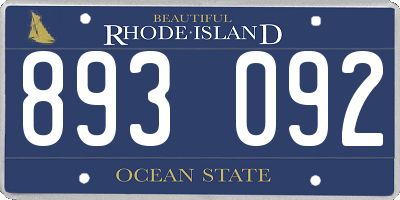 RI license plate 893092