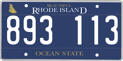 RI license plate 893113