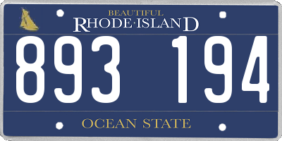 RI license plate 893194