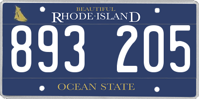RI license plate 893205