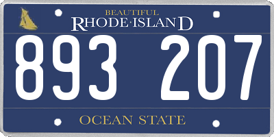 RI license plate 893207