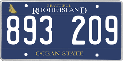 RI license plate 893209