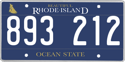 RI license plate 893212