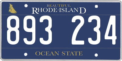 RI license plate 893234