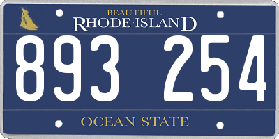 RI license plate 893254