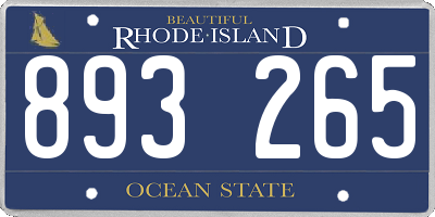 RI license plate 893265