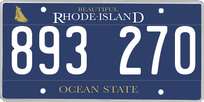RI license plate 893270