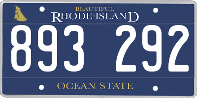 RI license plate 893292