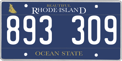 RI license plate 893309