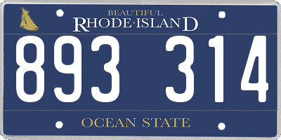 RI license plate 893314