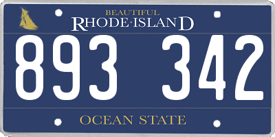 RI license plate 893342