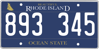 RI license plate 893345