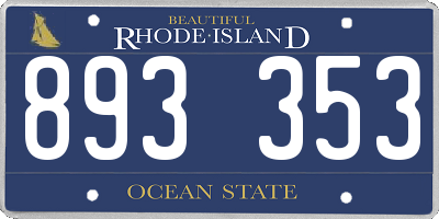 RI license plate 893353