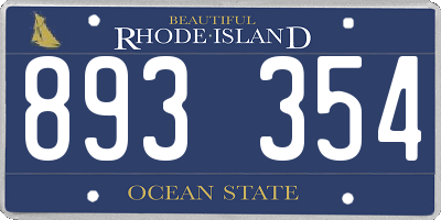 RI license plate 893354