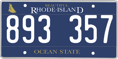 RI license plate 893357