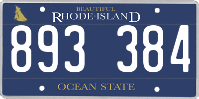 RI license plate 893384