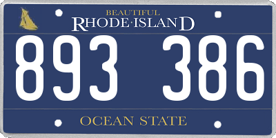 RI license plate 893386