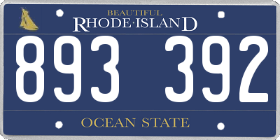 RI license plate 893392