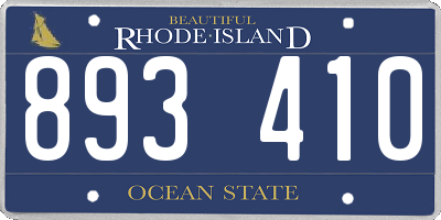 RI license plate 893410