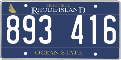 RI license plate 893416