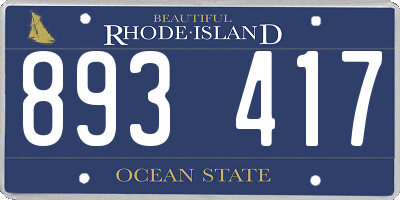 RI license plate 893417