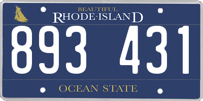 RI license plate 893431
