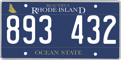 RI license plate 893432