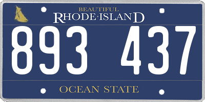 RI license plate 893437