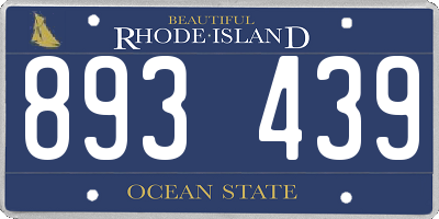 RI license plate 893439