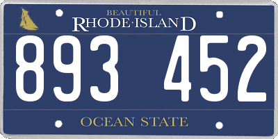 RI license plate 893452