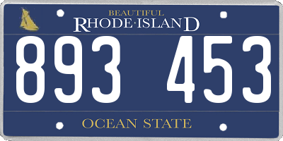 RI license plate 893453