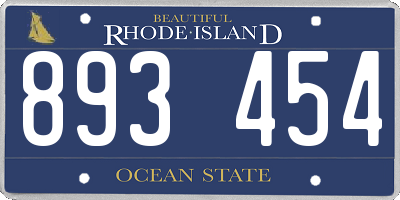 RI license plate 893454