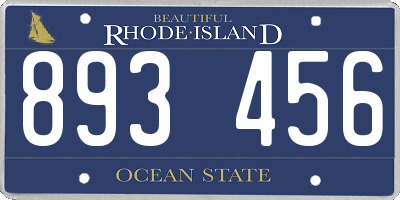 RI license plate 893456
