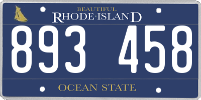 RI license plate 893458