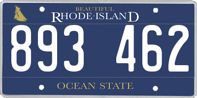 RI license plate 893462