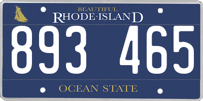 RI license plate 893465