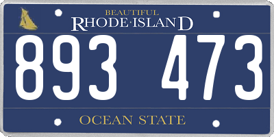 RI license plate 893473